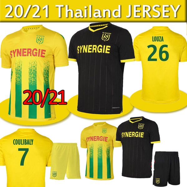 

20 21 fc nantes soccer jersey home maillot de foot 2020 2021 simon louza a toure blas coco coulibaly football shirts men kids kit thailand, Black;yellow