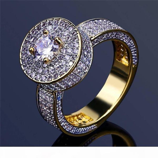 

luxury cubic zirconia rings men gold plated jewelry brand hiphop rings wholesale, Golden;silver