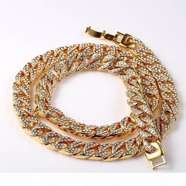 

exaggerated heavy 233g extra coarse 24k gold plate miami cuban link shiny full diamante necklace hip hop bling jewelry hipster men gold 76cm, Silver