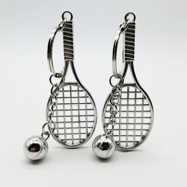 

alloy tennis racket keychain bag pendant key ring sports key chain gifts promotional gifts k2398, Silver