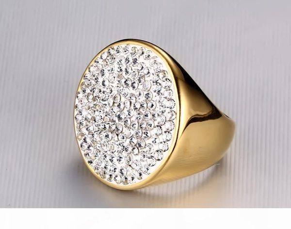 

titanium steel ip gold plated high polished shiny full rhinestones women ring fashion jewelry rings accessories gold size 6-9, Silver