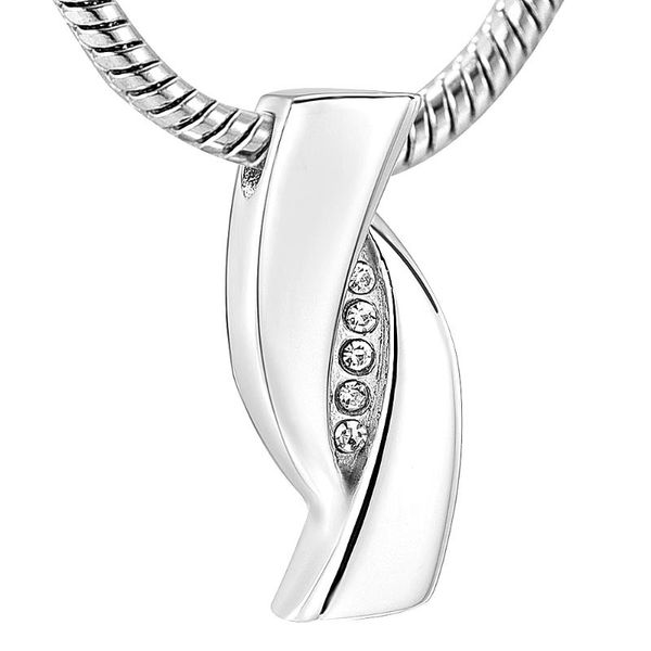 

ksj12838 funnel crystals memory urn necklace women accessories jewelry 316l stainless steel cremation jewelry, Silver