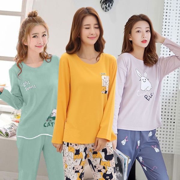 

bbbrx new clothes clothes home furnishing clothing spring and autumn various long-sleeved pajamas women's autumn cartoon cute women, Blue;red