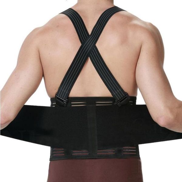

waist support posture corrector straps back brace improve and provide lumbar for lower upper pain workout, Black;gray
