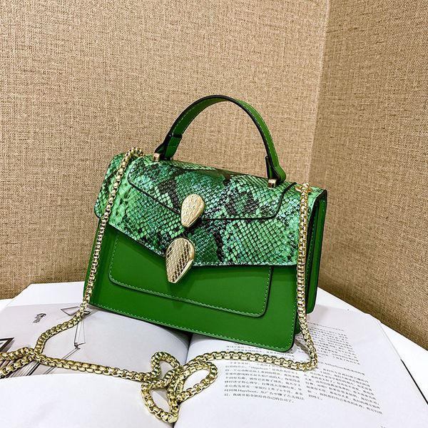 

snakeskin print new style chain square sling bag shoulder messenger bag lock european and american fashion elegant women's