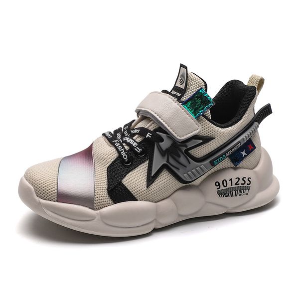 

children's sneakers fashion hook & loop new kids leather sport damping sole for big children sneakers boys running shoes, Black;red