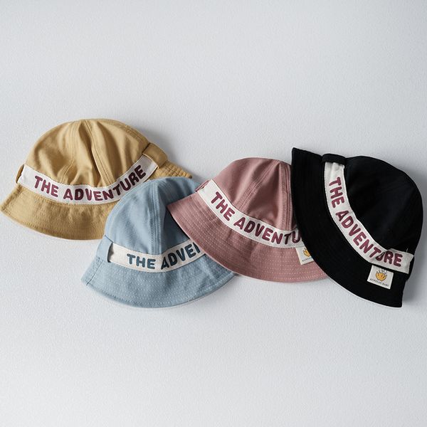 

baby summer outdoor sun hats lovely letter printing cotton bucket hats kids boys girls beach cap, Yellow