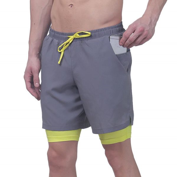 

2020 new selling light board men double layer mesh shorts quick-dry casual shorts sports fitness pants, Black;blue