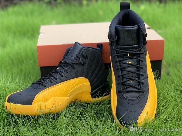 

air authentic 12 pe university gold men basketball shoes black 12s real carbon fiber retro outdoor sneakers 130690-070 with box