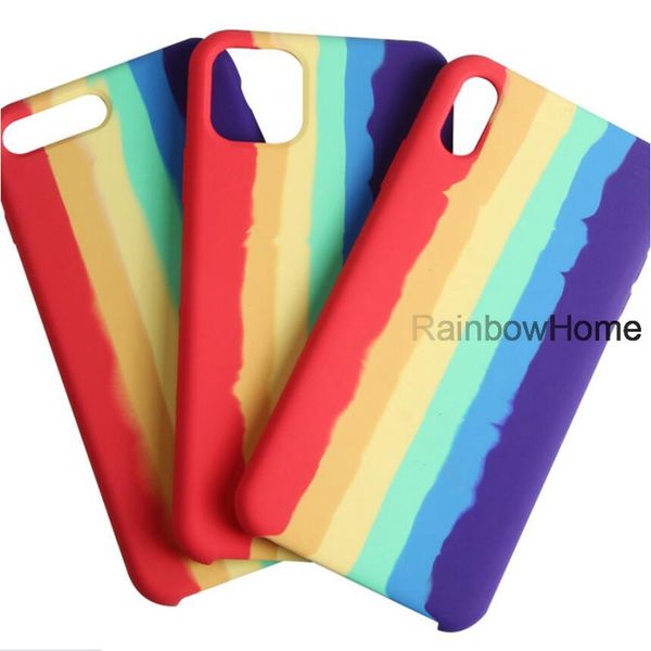 

new design liquid silicone rainbow phone cases cover for iphone 11 pro max x xs xr 8 7 6s plus se2 retail box