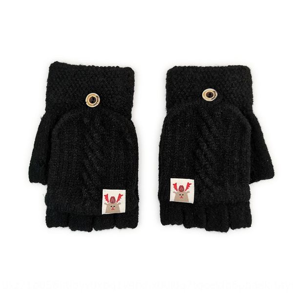 

selling women's warm half finger warm gloves and flip twist deer label student writing gloves