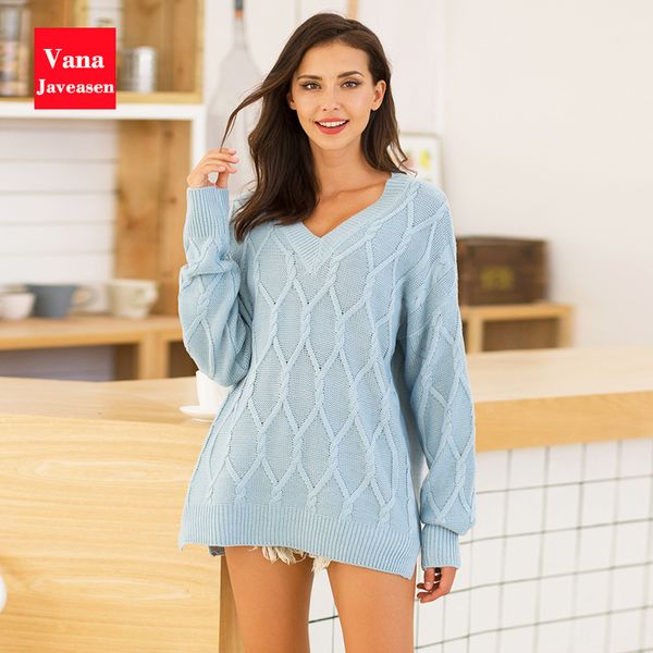 

v-neck twisted pull sweater women's knitwear pullover side split loose sweaters women harajuku chic casual sweater, White;black