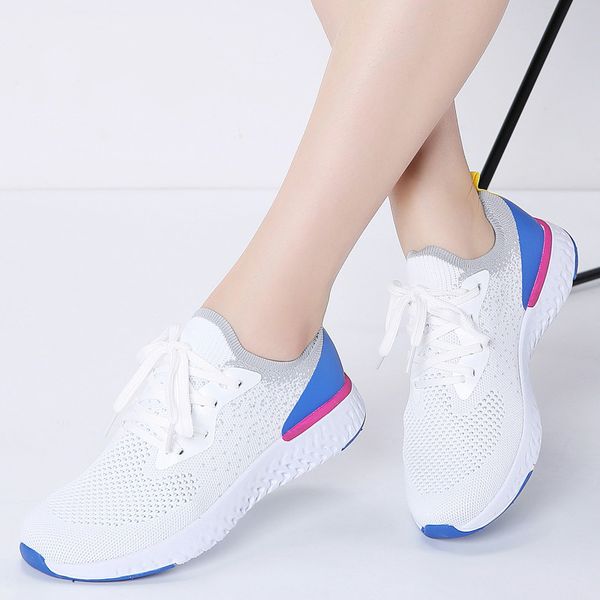 

2020 autumn women sneakers flats shoes mesh lace up sneakers, Black