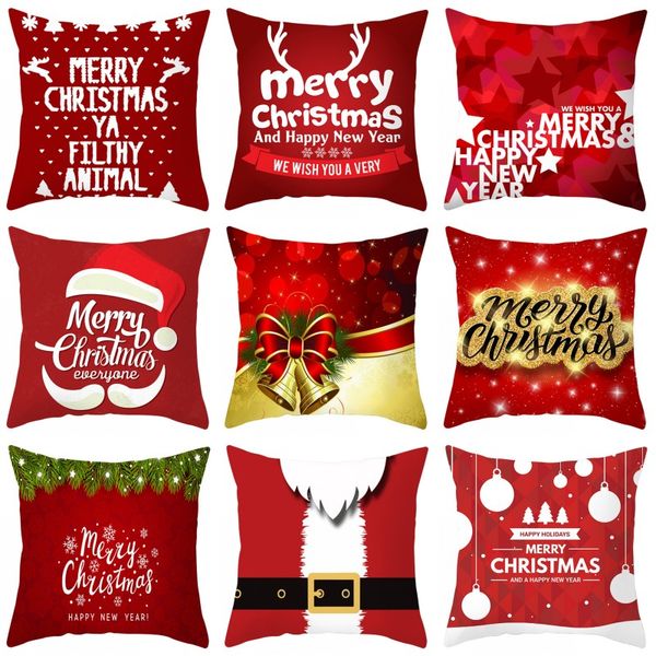 

santa claus pillowcase 45*45cm merry christmas series santa snowman elk bells pillow cover xmas home l sofa decor