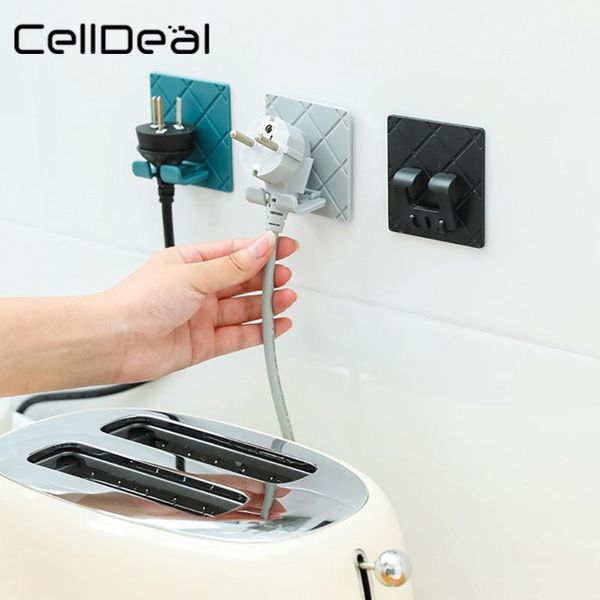 

storage holders racks wall hanging hook saving racks self adhesive folding socket kitchen appliance wire plug power cord rinse