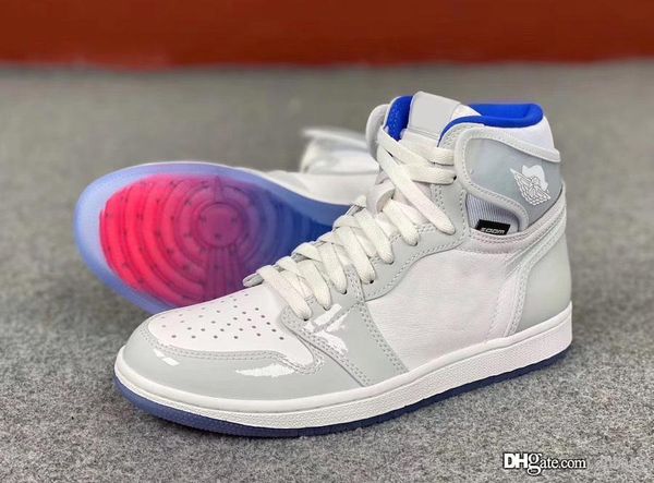 

air authentic 1 high zoom r2t racer blue basketball shoes retro white 1s men sports sneakers ck6637-104 with box
