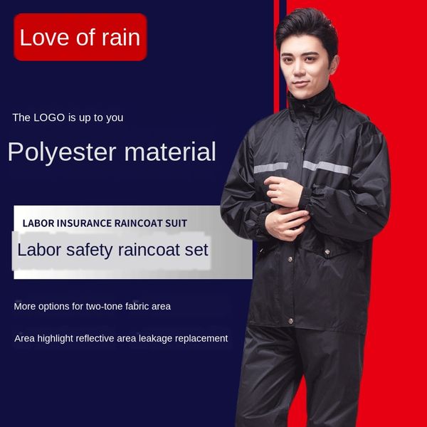 

чуня текстильной двухслойной раскол открытого рыболовная полиция стиле экстра-толстый плащ и дождь брюки брюки костюм костюм дождь любовь, Black