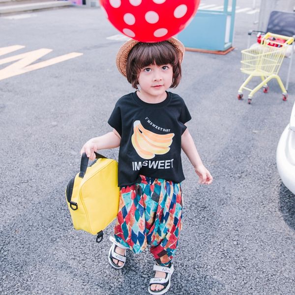 

x3tyg sleeveless vest children's banana woolen short summer round collar casual cotton boy's t-shirt baby children's t-shirt, Blue