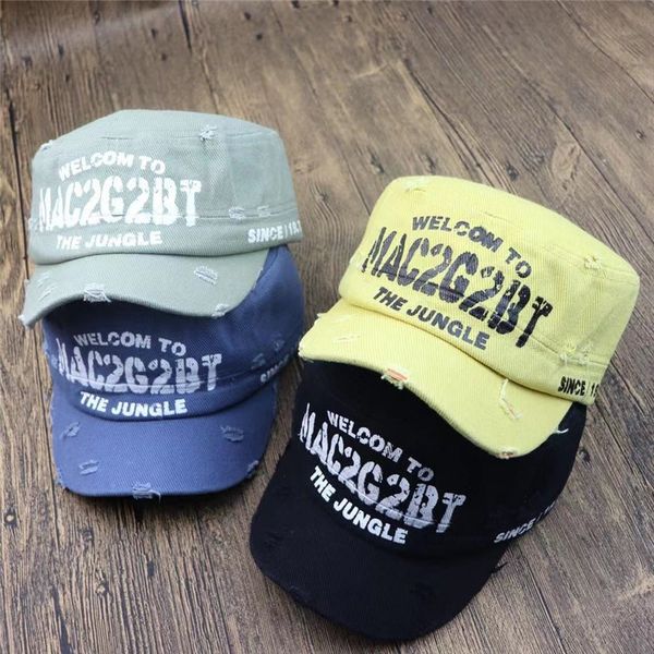 

new children's hat washed denim baseball boys and girls sunshade outdoor duck tongue hat all-match baseball cap capletter cap, Yellow