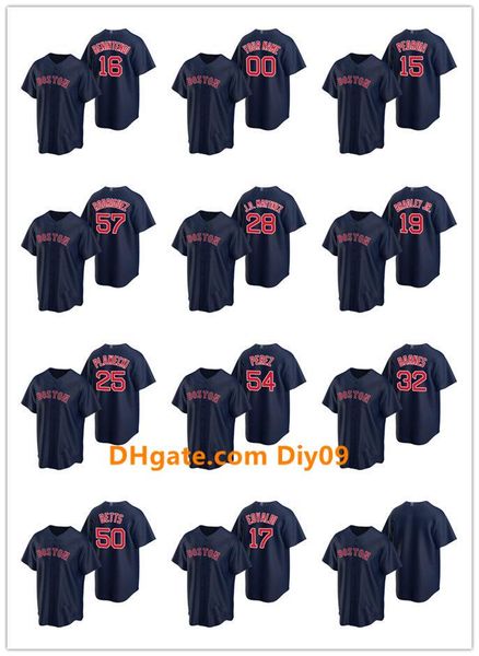 

boston red sox men women youth 50 mookie betts 2 xander bogaerts 2020 navy alternate baseball jersey, Black