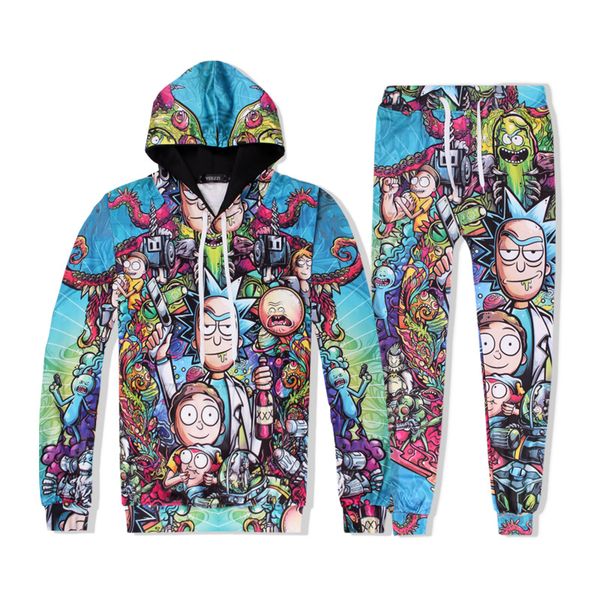 

spot cross-border explosion 3d printing sweater pants hooded hooded long-sleeved baseball uniform sports casual suit, Gray