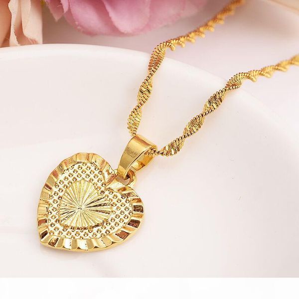 

heart pendant jewelry sets classical necklaces earrings set 14 k fine gold filled brass wedding bride's dowry women girls gif, Silver