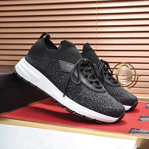 

comfortable prax 01 knit fabric sneakers mens shoes vintage soft sports type footwears low fashion plus size lace -up casual men shoes, Black