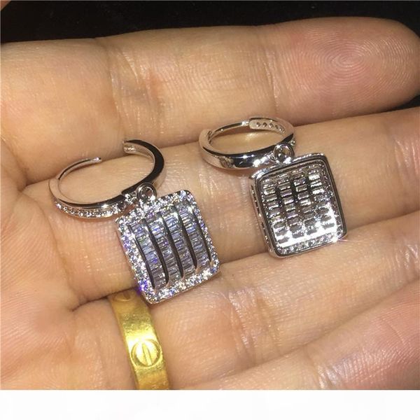 

2018 fashion drop earring 925 sterling silver princess cut diamond cz party wedding dangle earrings for women jewelry gift, Golden;silver