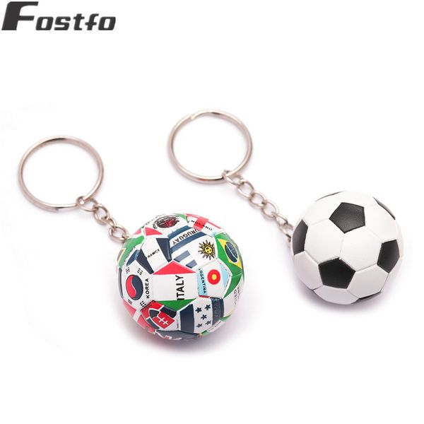 

new stereoscopic football keychain fashion sport soccer ball key chains bag pendant trinket items key ring jewelry gift, Silver