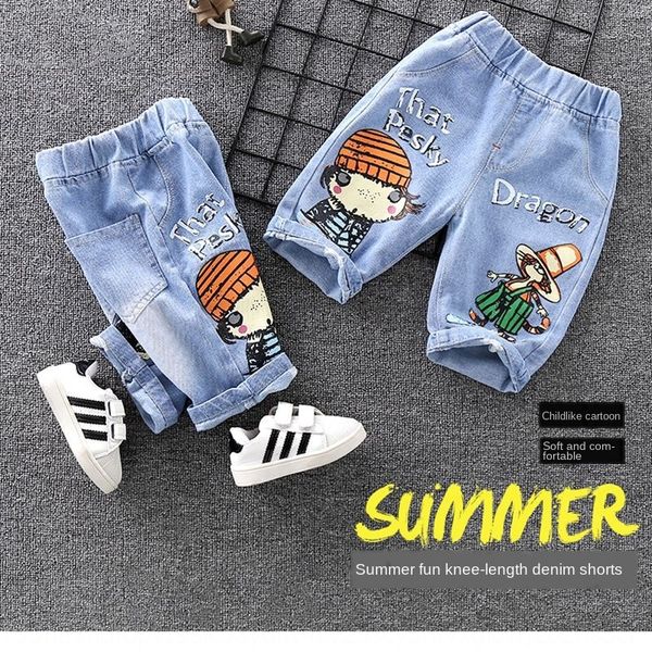 

7atyk wear medium and small pants children's panty shorts panty 2020 summer wear men's denim shorts children's medium pants 2, Blue