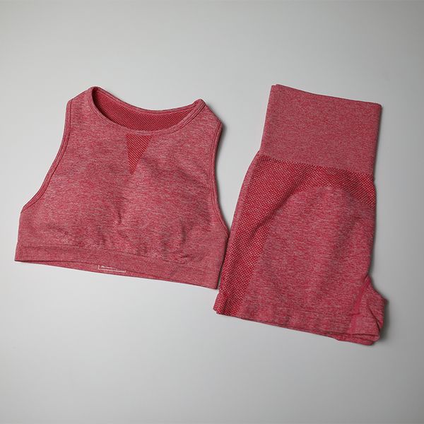 

seamless yoga set women fitness clothing sportswear female high waist sports short reacerback sport bra 2 piece sports suits, White;red