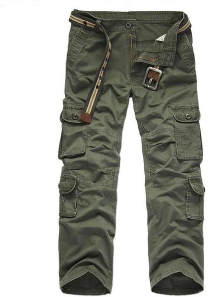 

mens autumn pants midweight cargo pants casual fleece pockets fur trouser plus size 38 40 fashion loose baggy joger worker male, Black