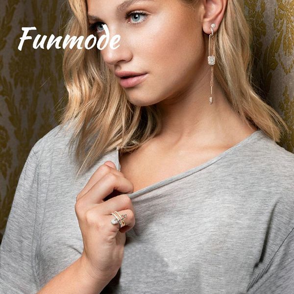 

funmode rose gold finger rings набор для женщин с pin цирконий pave женщины партии аксессуары mujer bague anillos f005r, Silver