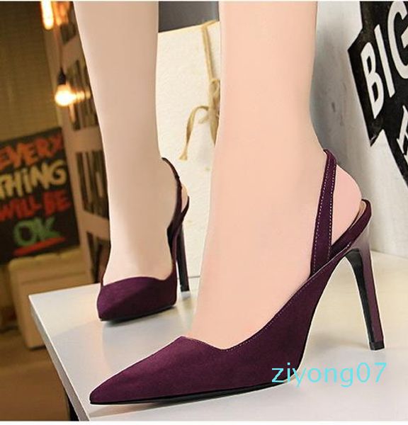 

elegant pointed toe sling back pointed pumps bridal wedding shoes multi colors high heel shoes women designer shoes z07, Black