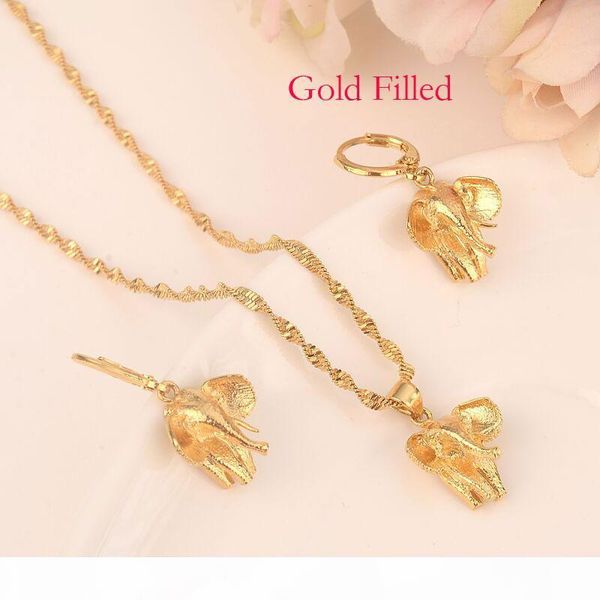 

f elephant jewelry sets classical necklaces earrings set 14 k yellow solid fine gold filled brass ,wedding bride 's dowry gift, Silver