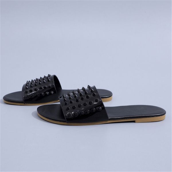 

beac 2020 men women slide fis slippers dener slide summer fasion wide flat slippery wit tick fis slippers slipper flip fl #63#621, Black