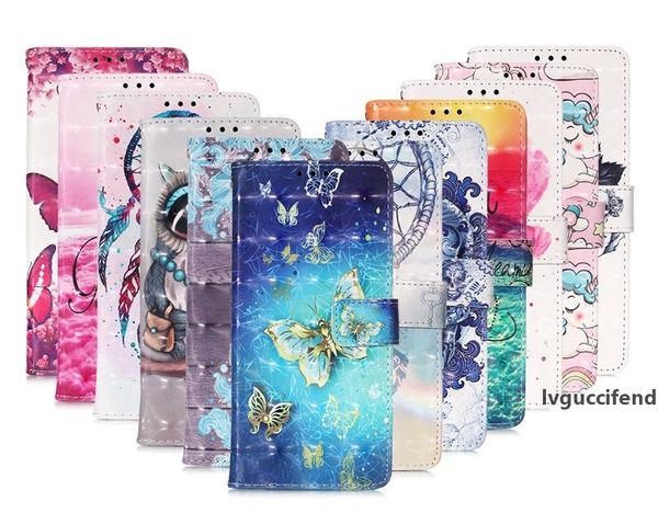

3d leather wallet case for samsung a71 5g a51 5g huawei p40 litee nova 7 5g pro se wood lace owl flower skull unicorn butterfly flip covers