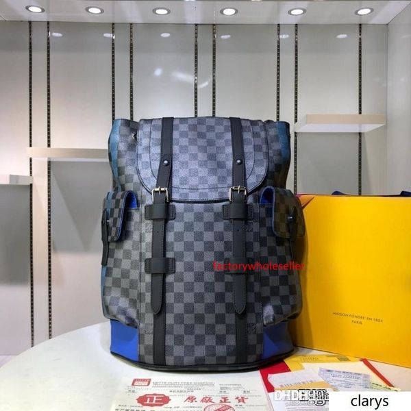 

no.1louisvuitt new n41379 backpack chriser blue pm damier graphite mens fs mint size:41 x 47 x 13cm