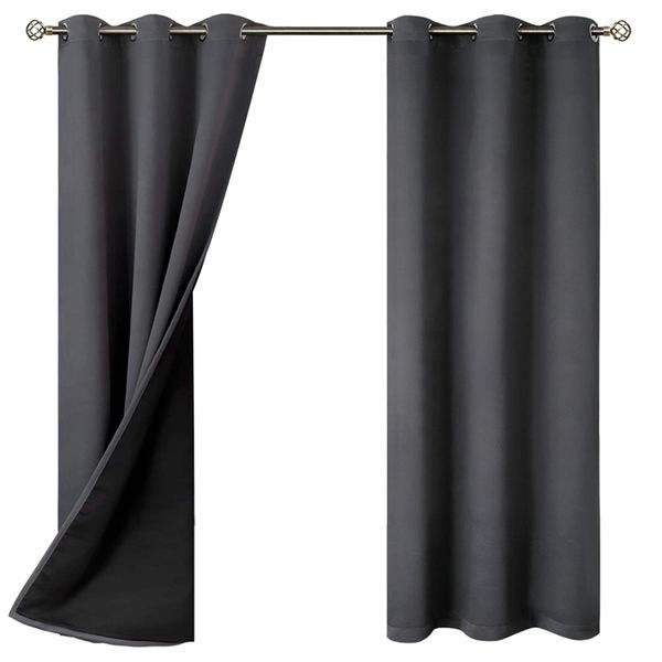 

blackout curtains for bedrooms, blackout cloth thermal curtains to reduce noise and reduce blinds (42 x 63 inches, dark gray, 2