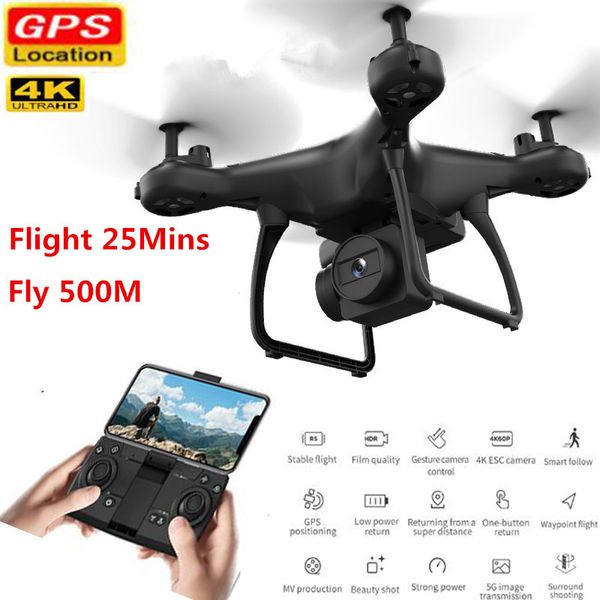 

smart rc drone with camera 4k mini drone adjustable wide angle 5g wifi gps gesture fpv rc quadcopter dron vs s167 sg907