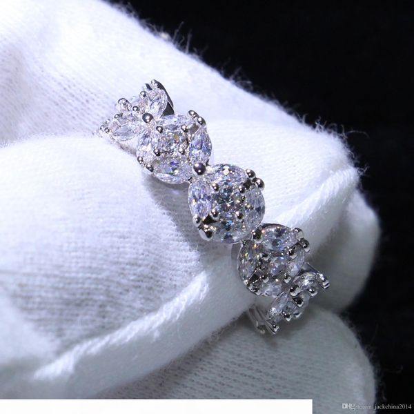 

e new arrival unique luxury jewelry 925 sterling silver stackz full 5a marquise zirconia eternity women wedding band ring for lover, Slivery;golden