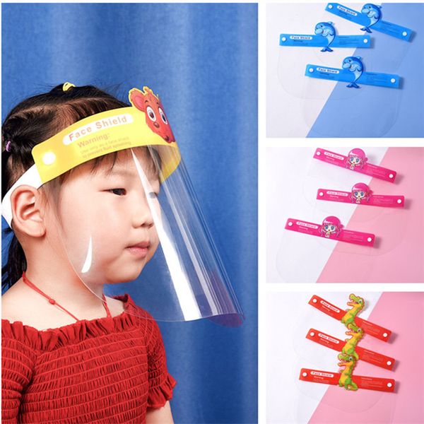 

lovely kids face shield cartoon transparent full protective face mask cover dustproof anti-fog face shield windproof children pet masks sale, Blue