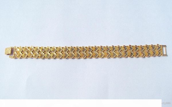 

r men and women 24k 24ct yellow fine gold layered wide euro curb link bracelet 26gram ladies s736, Golden;silver