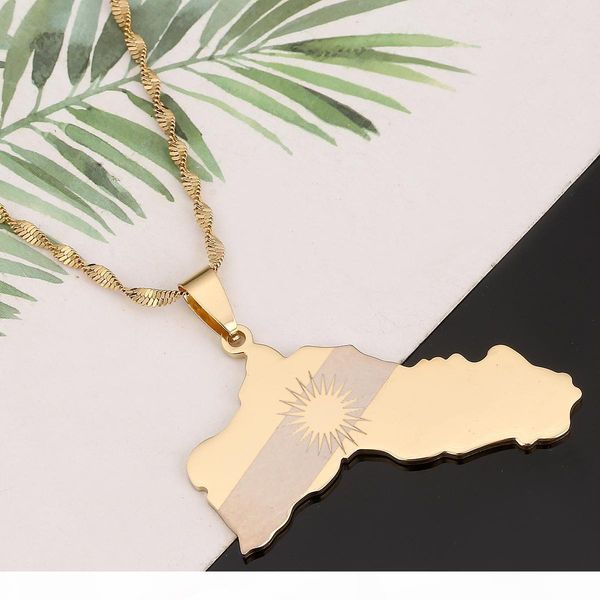 

s gold plated stainless steel kurdistan map pendant necklaces chain kurdish flag map pendant koerdistan jewelry, Silver