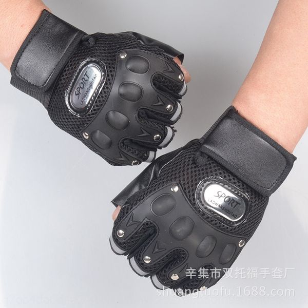 

men's and and women's trendy sports riding half finger gloves tactical mountaineering half finger gloves, Black
