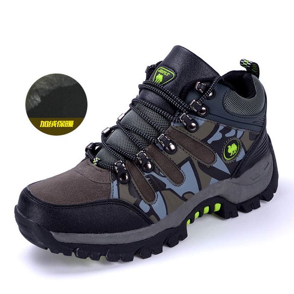 

senta new arrival winter hiking shoes quality plush warm men women trekking shoes authentic antiskid waterproof sneakers, Black