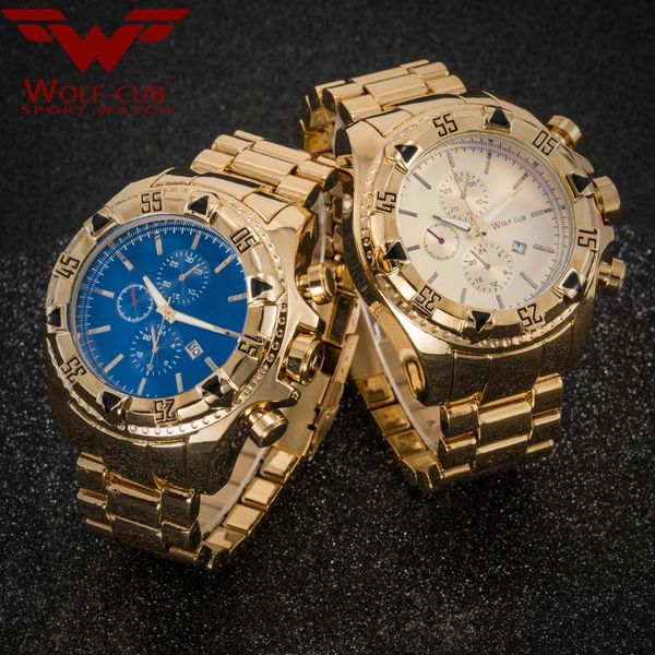

japan movement gold watches men's relogios subaqua masculino wristwatch quartz watch (color: gold, blue)wolf-cub, Slivery;brown