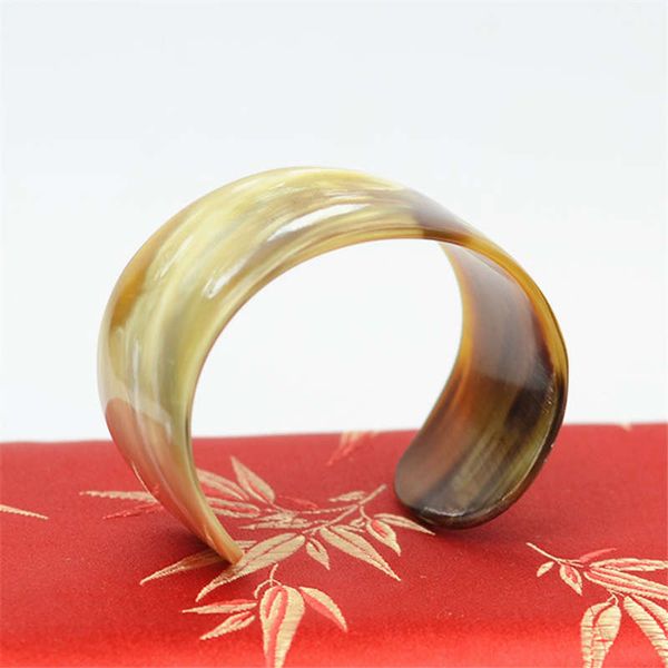 

tibet natural yak horn open cuff wide bangle healthy bangles for girls boys bb-235, Black