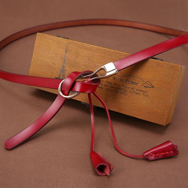 

cowskin leather belt fashion knot women's belt alloy buttonhead cowhide decoration women fine women, Black;brown