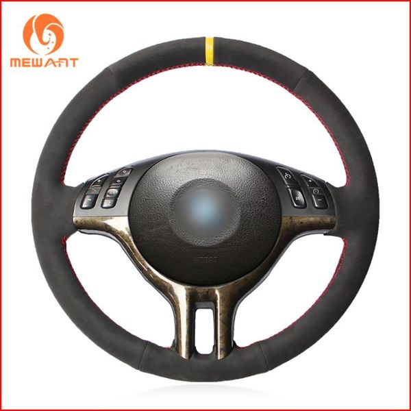 

mewant black suede car steering wheel cover for e39 e46 325i e53 x5 accessories